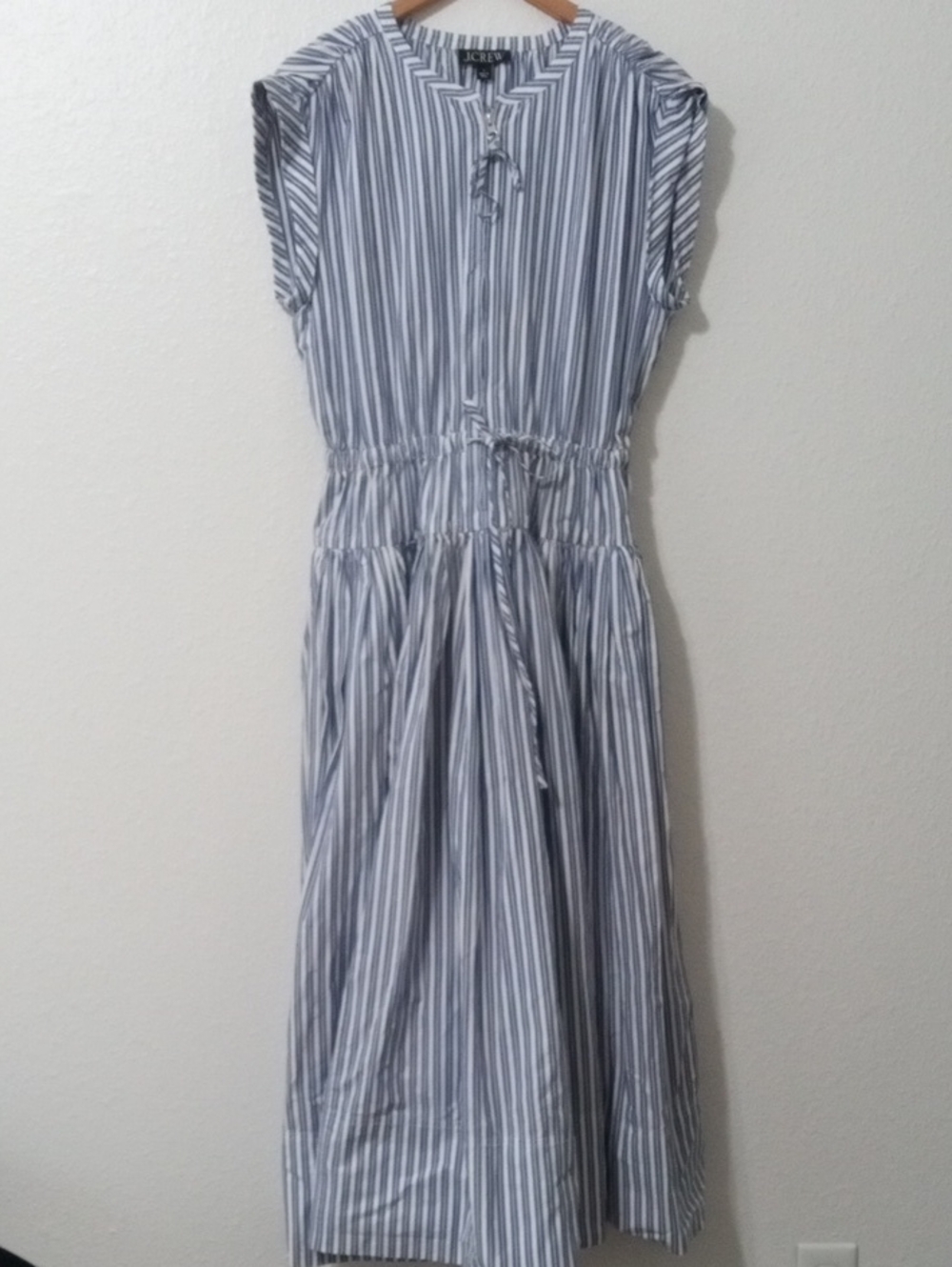 J. Crew Blue & White Vertical Stripe Maxi Dress - Picture 2 of 8